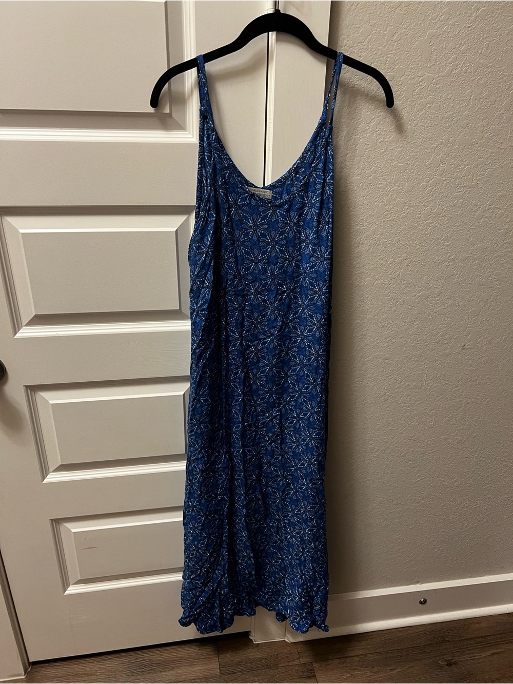 World Market Blue Printed Spaghetti Strap Maxi Dress